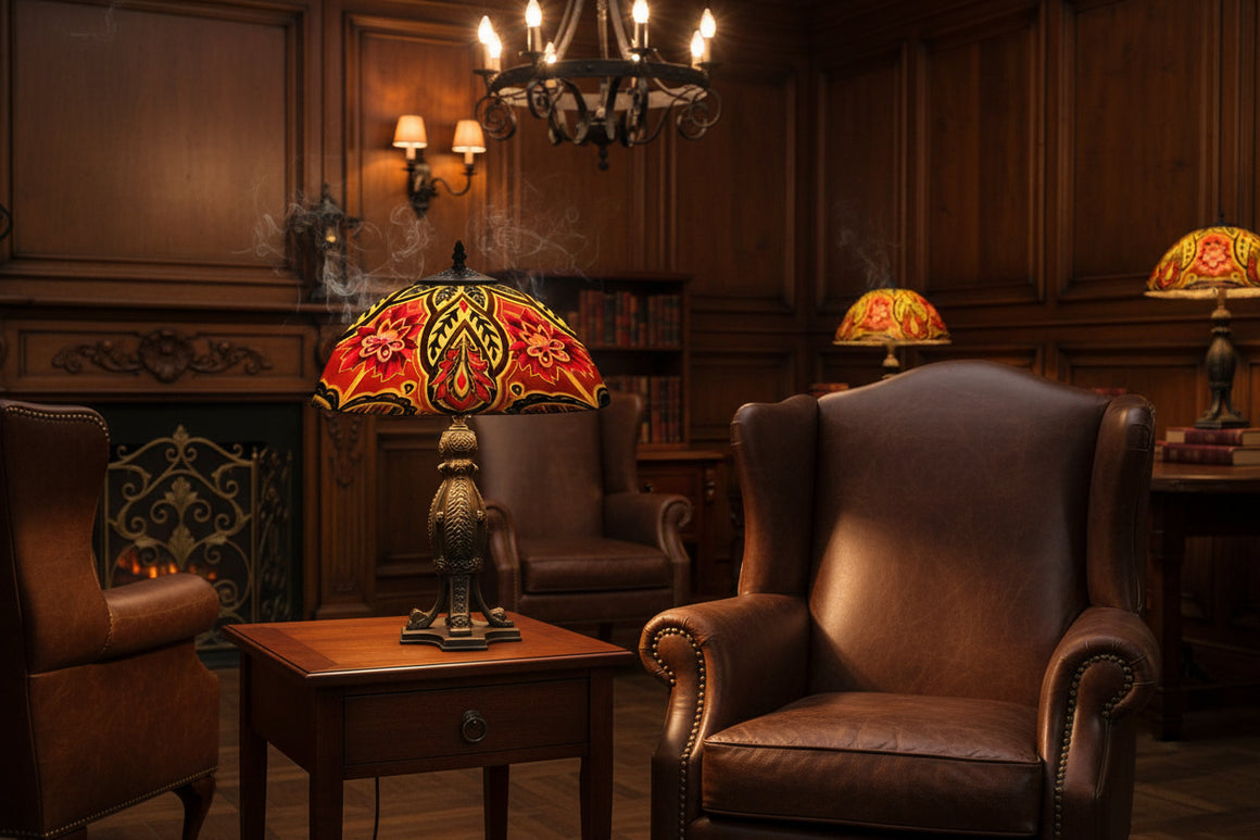 Reverse Hand Painted Jenifer Lamp by Jamie Barthel