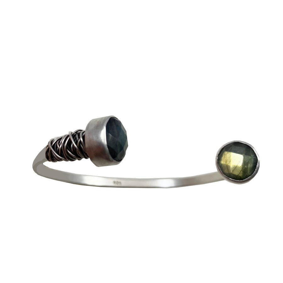 Bangle with Faceted Labradorite Caps