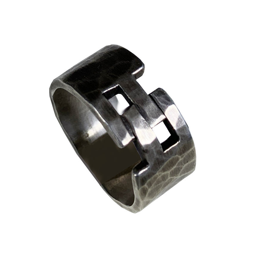 Hammered Sterling Hinge Ring