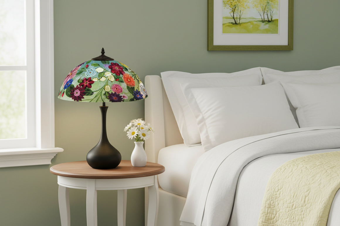 Reverse Hand Painted O's Garden Lamp by Jamie Barthel