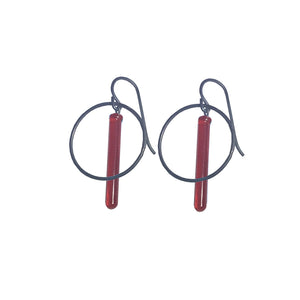 Small Scarlet Pendulum Hoops Earrings