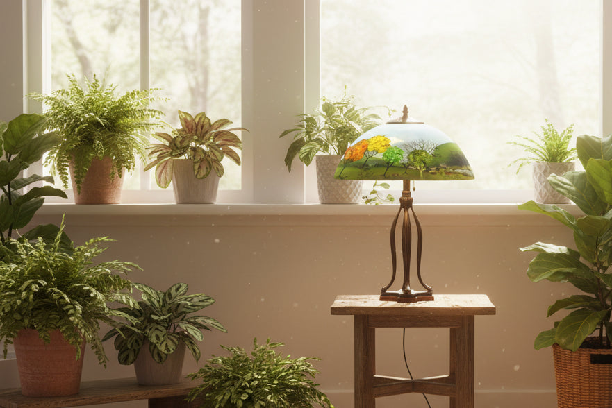 Reverse Hand Painted Serenity Lamp by Jamie Barthel