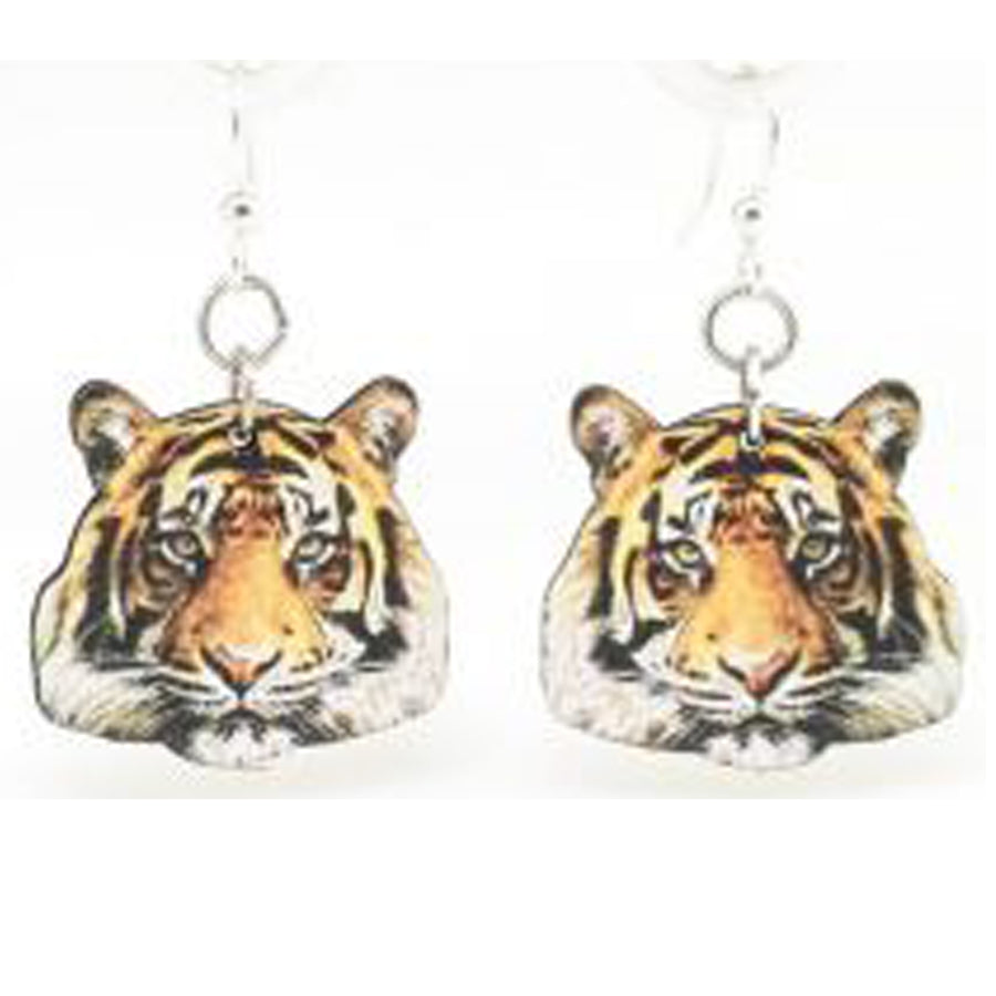 Wooden Tiger Earrings