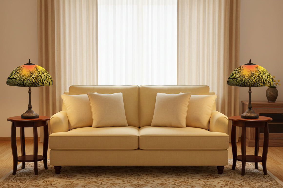 Reverse Hand Painted Trees Lamp by Jamie Barthel