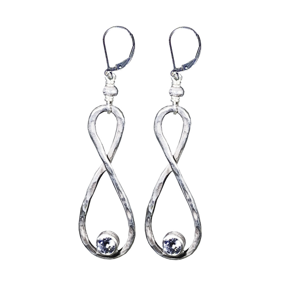Hammered Stering Infinity Earrings with 4mm CZ