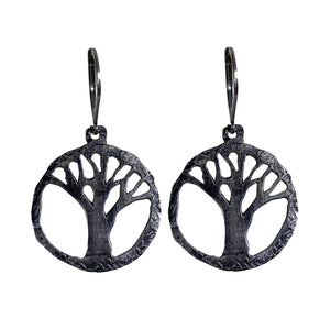 Sterling Oak Tree Cutout Earrings