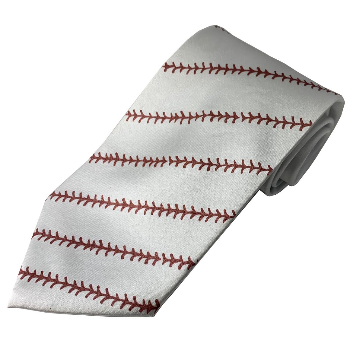 Necktie- Baseball rust on white