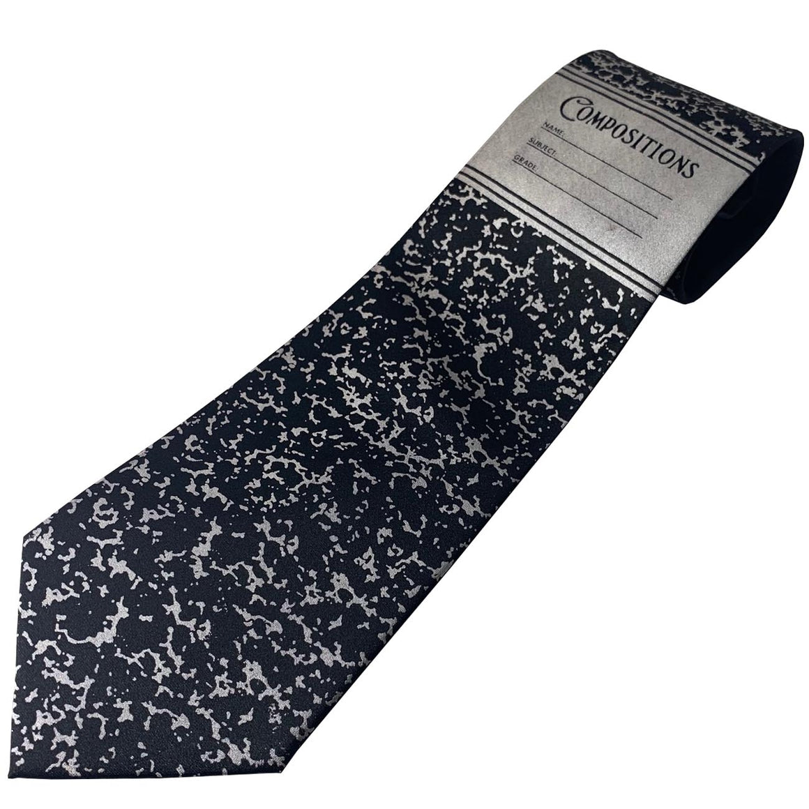 Necktie- Composition Book White on Black
