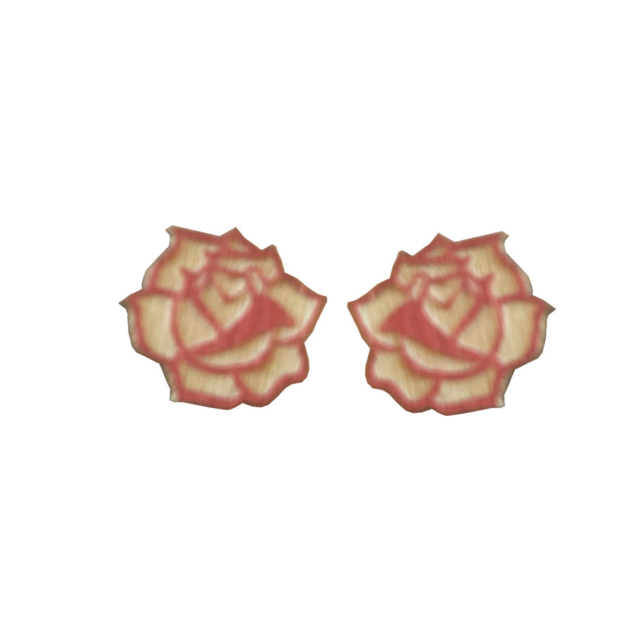 Wooden Rose Studs