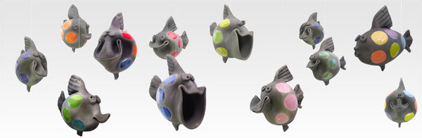 Happy Raku Fish - Lotus
